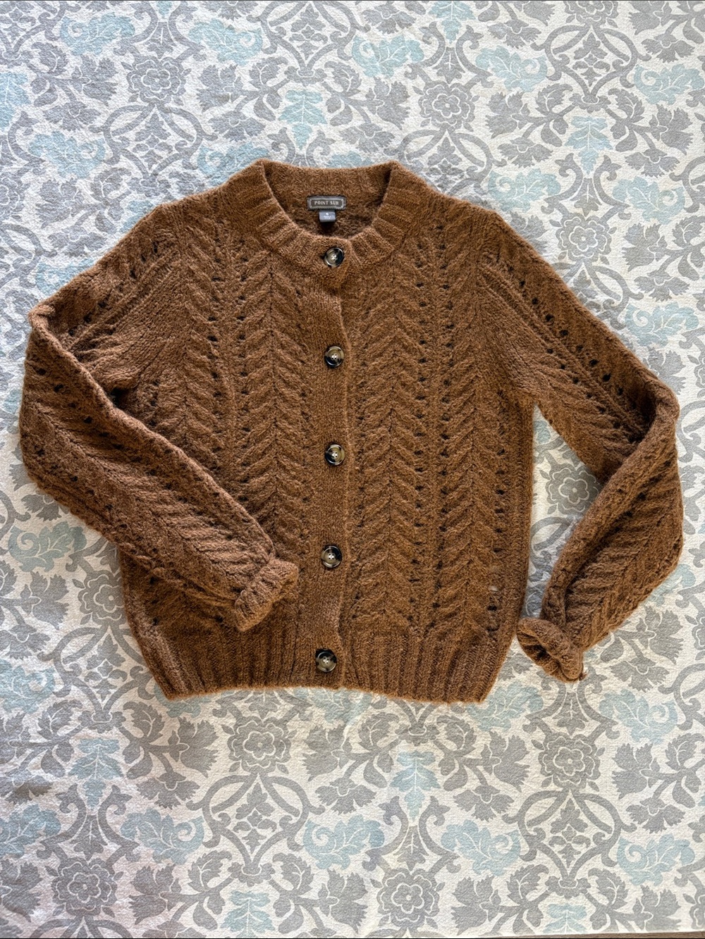 J. Crew Brown Textured Button-Up Knit Cardigan